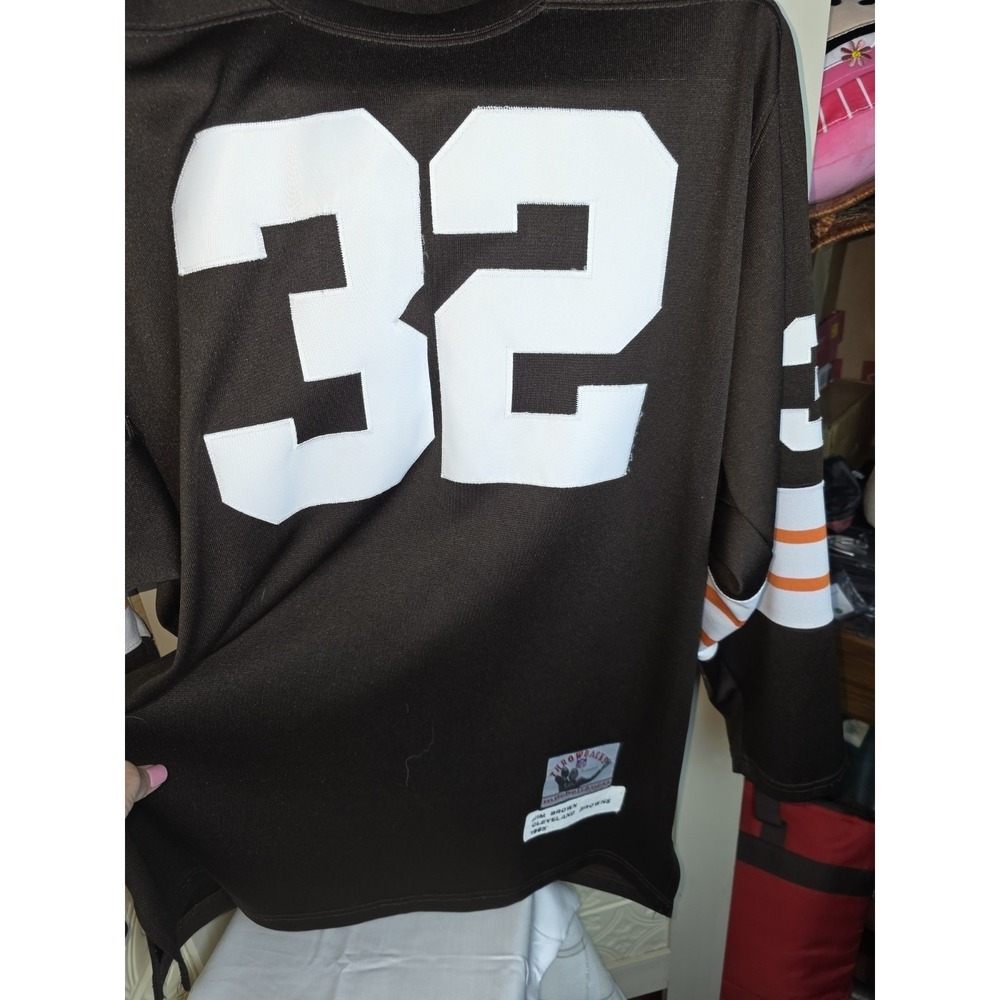 Mitchell & Ness Jim Brown Cleveland Browns 1965 Throwback Jersey 32 Mens 48 XL - Picture 4 of 6